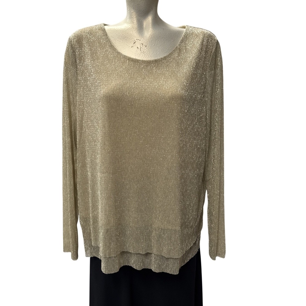 NWT Chicos Ultimate Layer LS Top LS Fashion Knit Stardust Gold 570155385